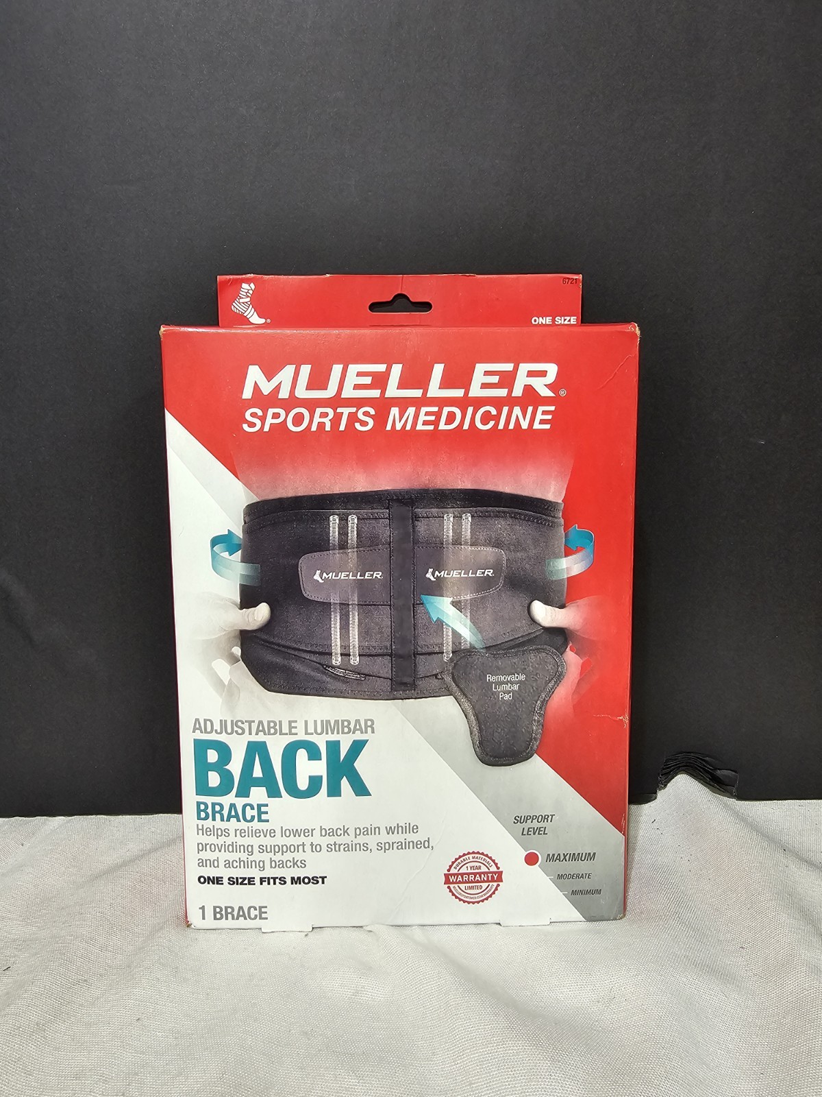 Mueller Sports Medicine Adjustable Lumbar Back Brace One Size Fits Most Maximum