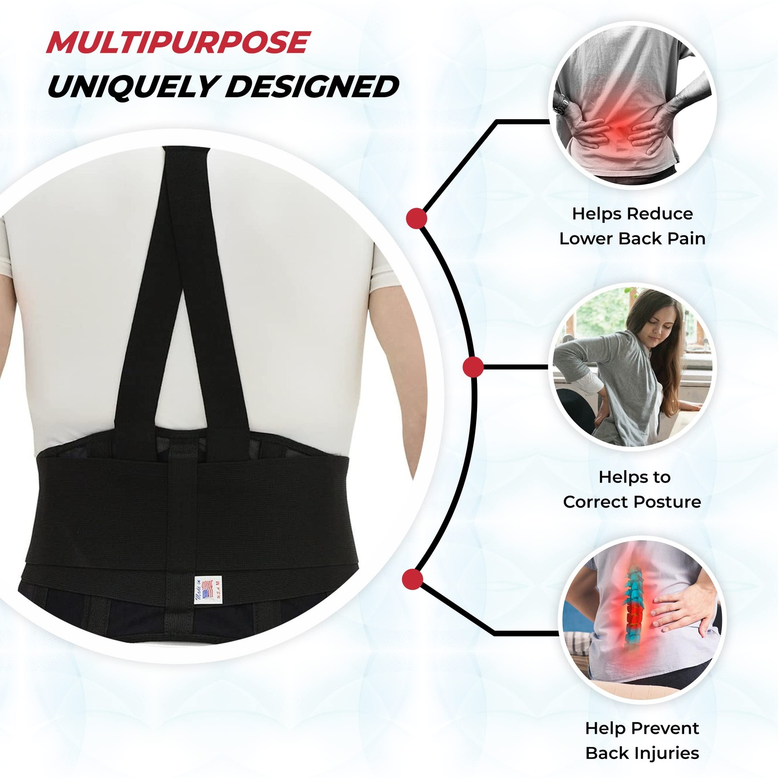 MAXAR Industrial Back Brace for Work, Adjustable Double Pull & Removable Susp…