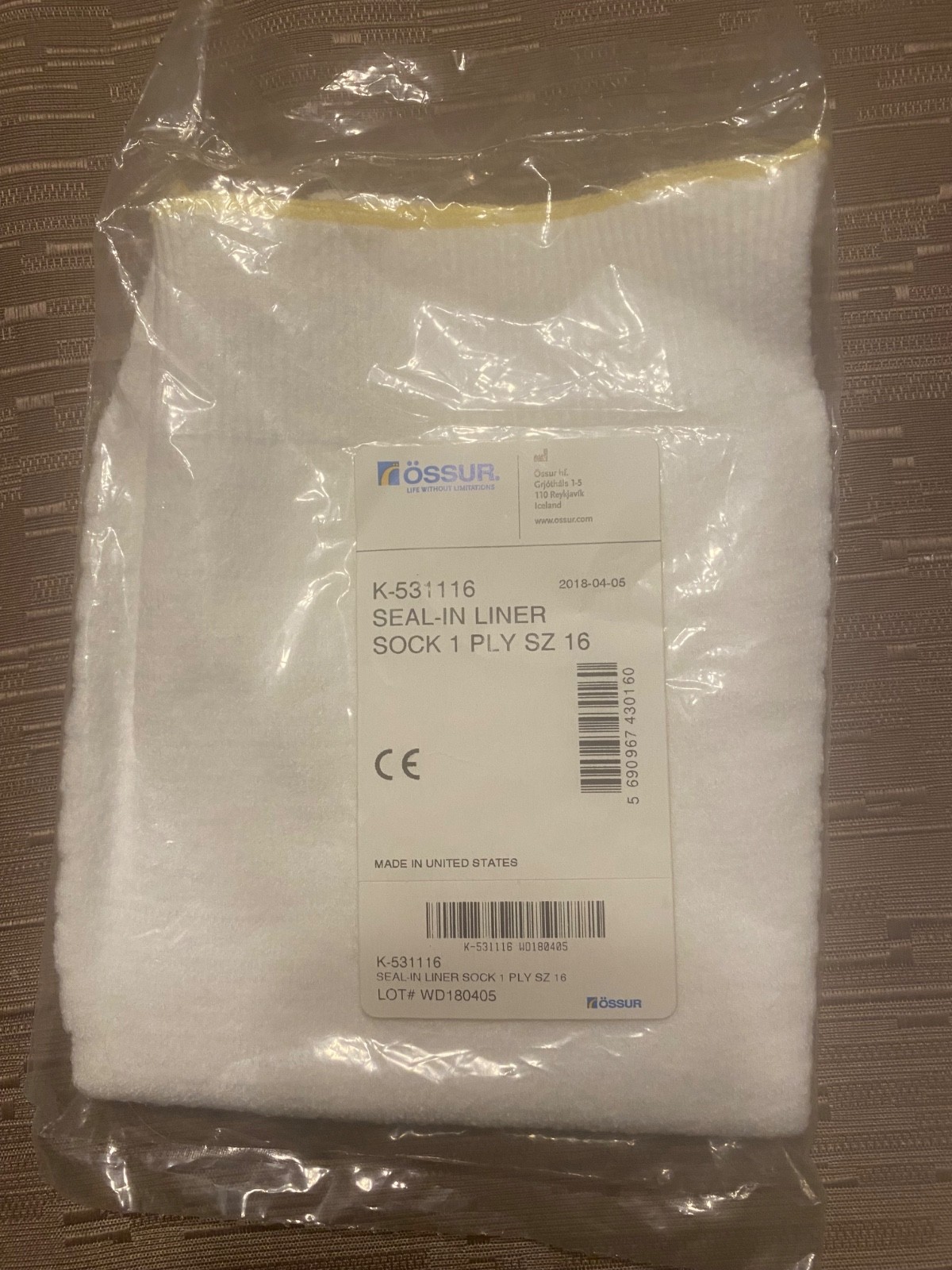 Ossur Seal-In Liner Sock, Size 16, 1 Ply