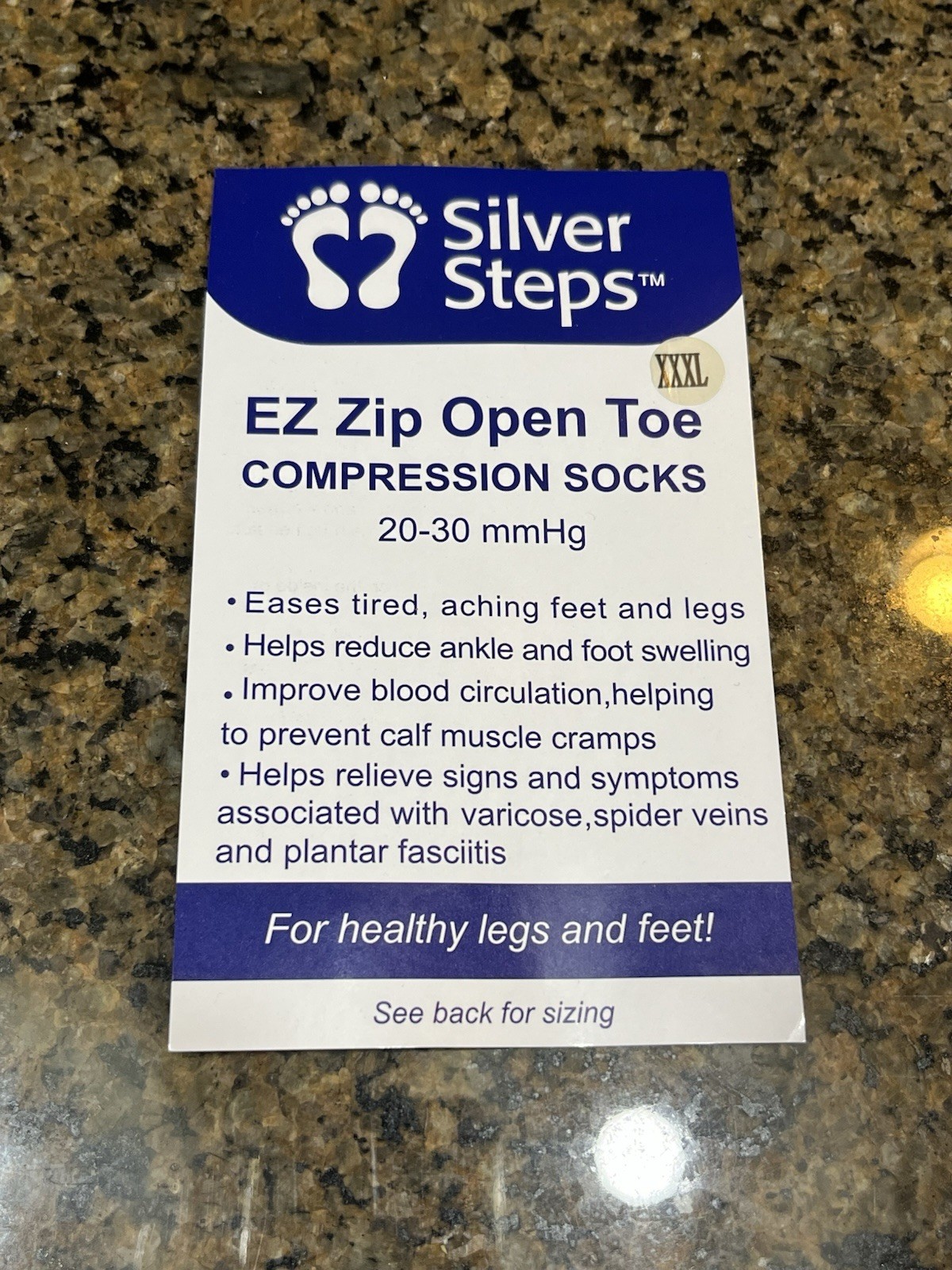 Silver Steps EZ Zip Open Toe Compression Socks Size XXXL 14”-15” Pack Of 3