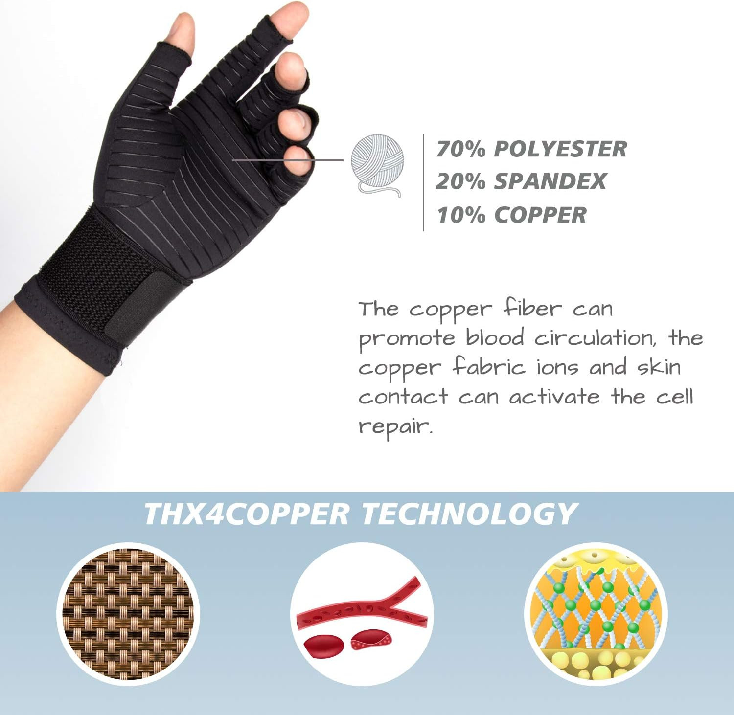 Compression Arthritis Gloves with Strap, Carpal Tunnel,Support