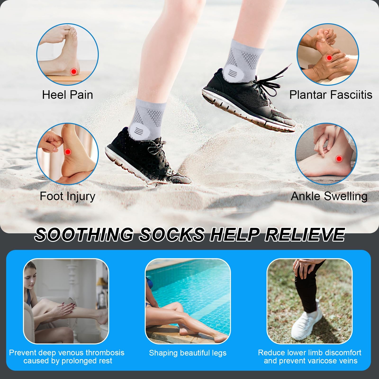 3 Pairs Neuropathy Socks for Women & Men,Nano Comprex Ankle Sleeves Protectio…