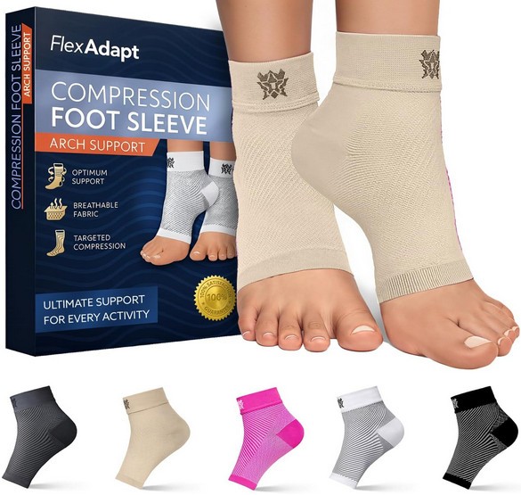 Ankle Compression Sleeves Pair Plantar Fasciitis Achilles Tendonitis Arch Suppor