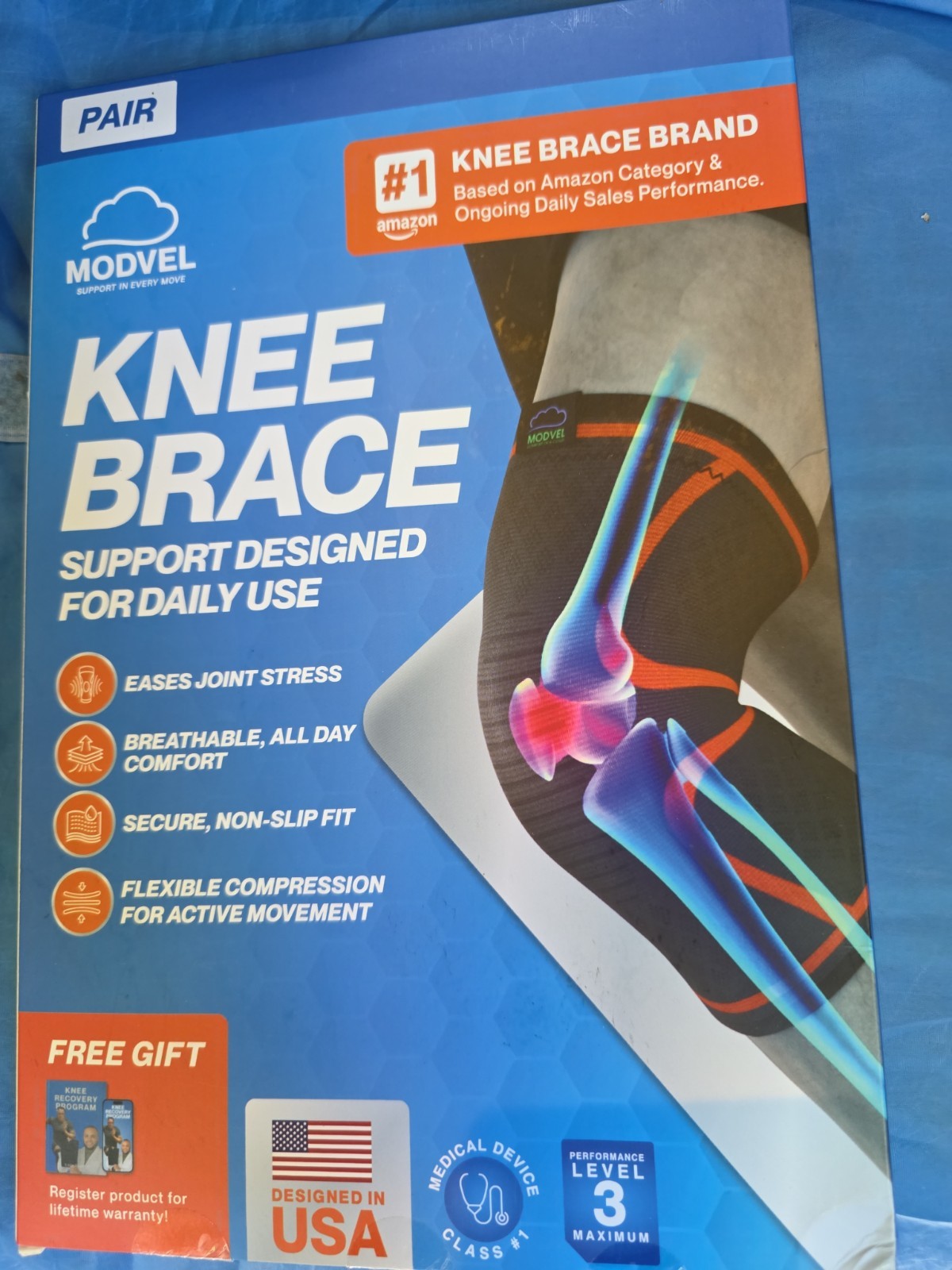 Model Compression WHITE Knee Brace for Women and Men- Pair Knee Compression XL