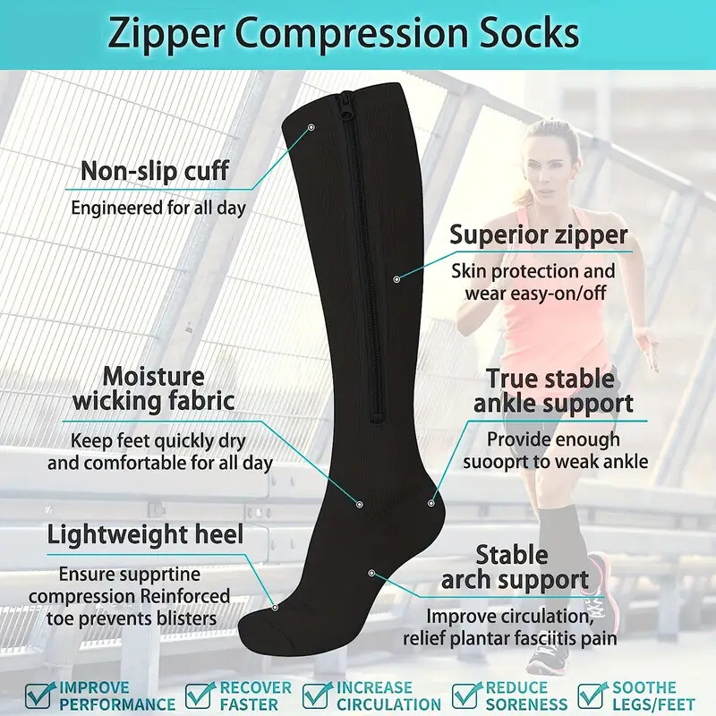 3 PAIR Vital Socks Circulation Recover For Compression Socks 20-30mmHg Men Women