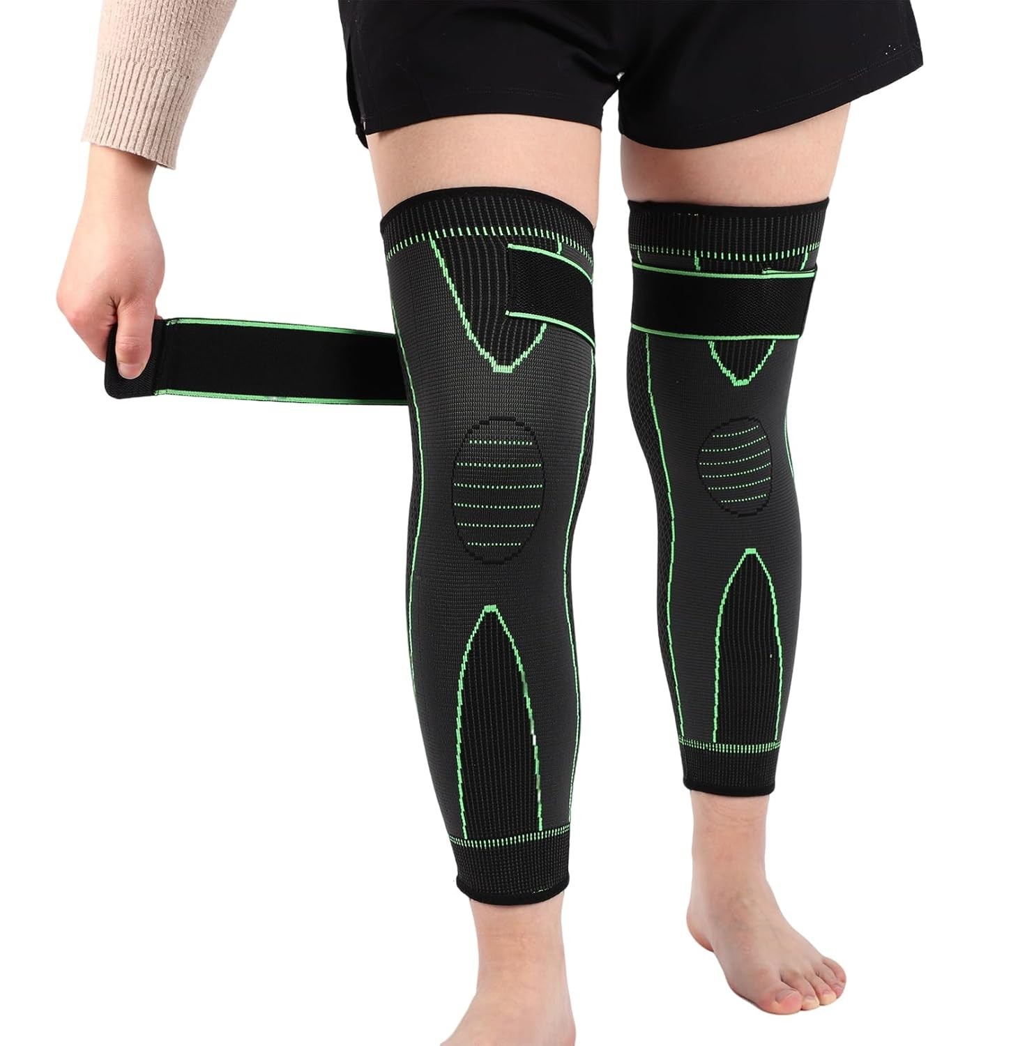 2 Pack Blue Knee Wraps for Pain Relief Compression Knee Brace for Arthritis Pain