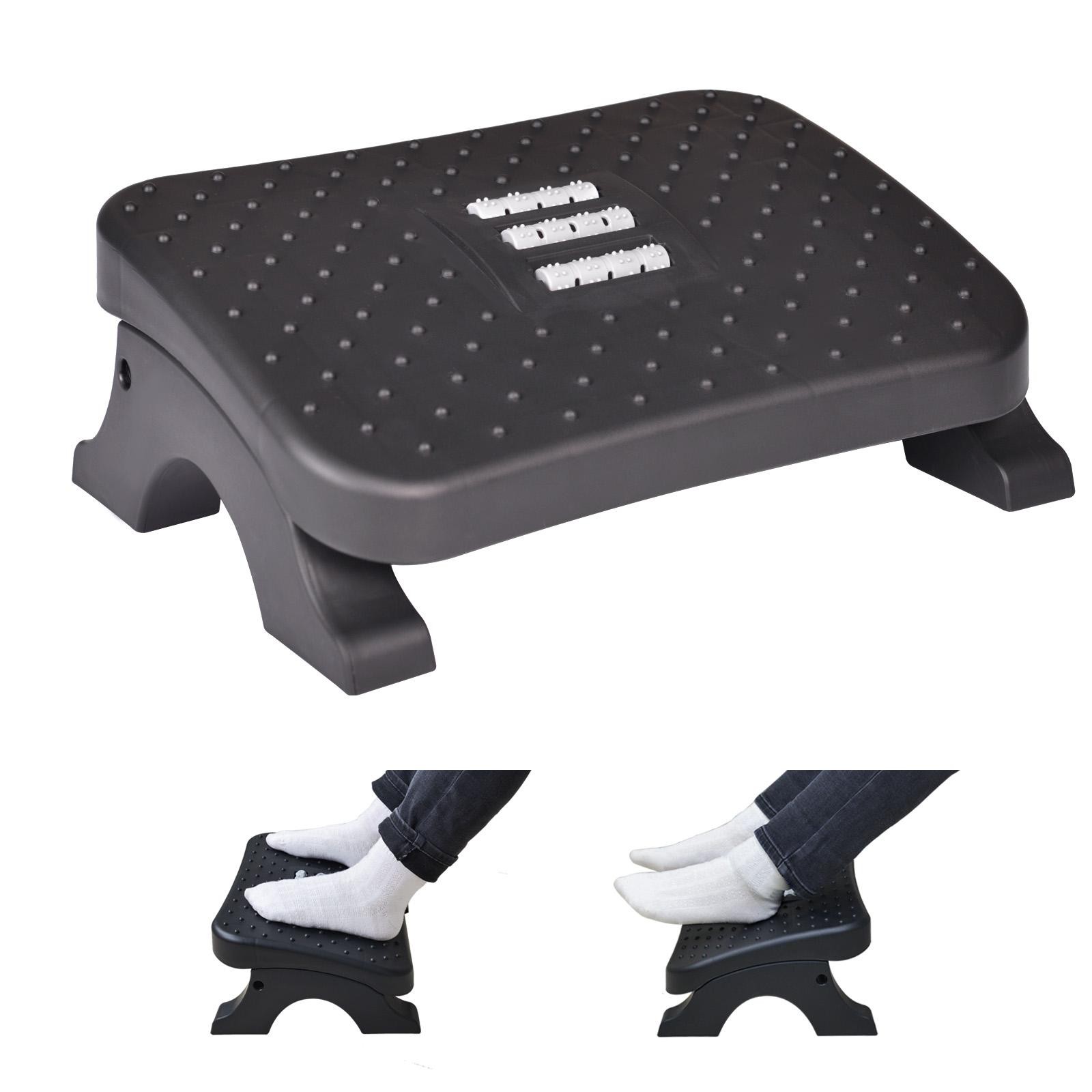 Ergonomic Under Desk Footrest Massage Rollers Leg Rest Pain Relief Non Slip Stoo