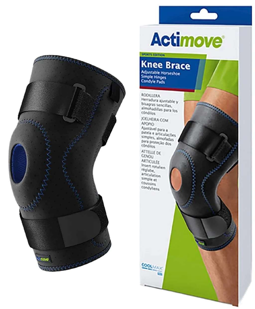 Knee Brace Adjustable Horseshoe, Simple Hinges, Condyle Pads (Black) 3X-Large by