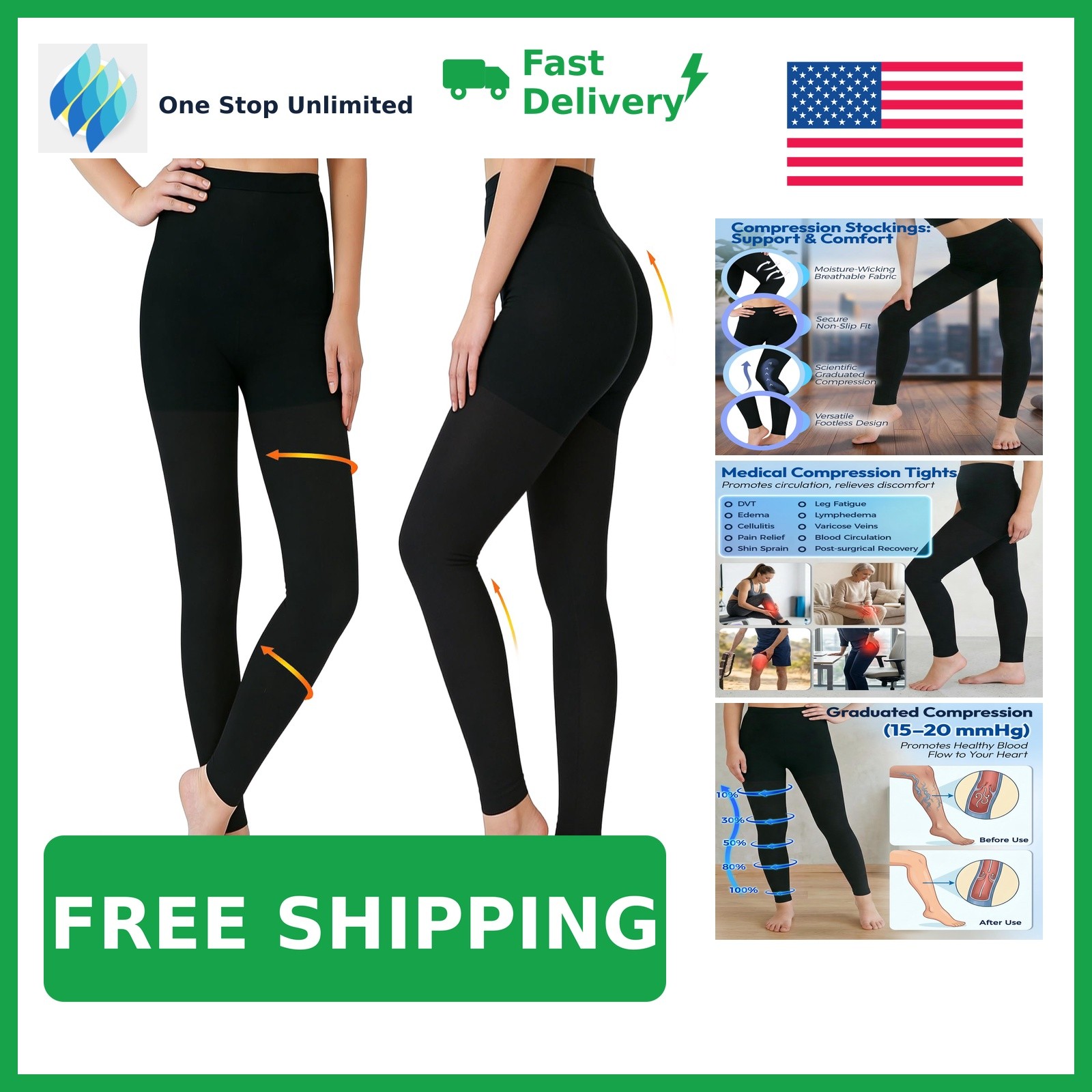 Compression Stockings Women, 15-20mmHg Medical Grade Compression Leggings | 2…