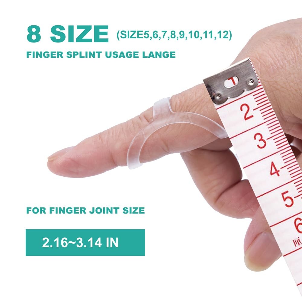 12 pcs Finger Splint Kits 8 Pack Oval Splints Clear Type 4 Sleeves Arthritis