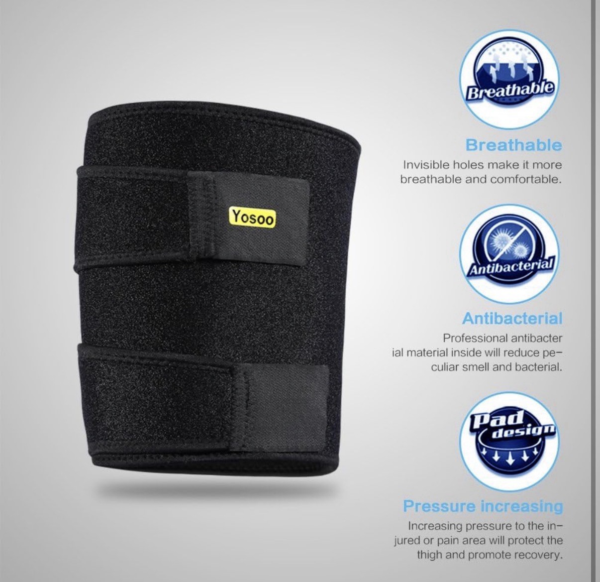 Yosoo Thigh Compression Wrap, Adjustable Neoprene Leg Support Brace! Thigh Brace