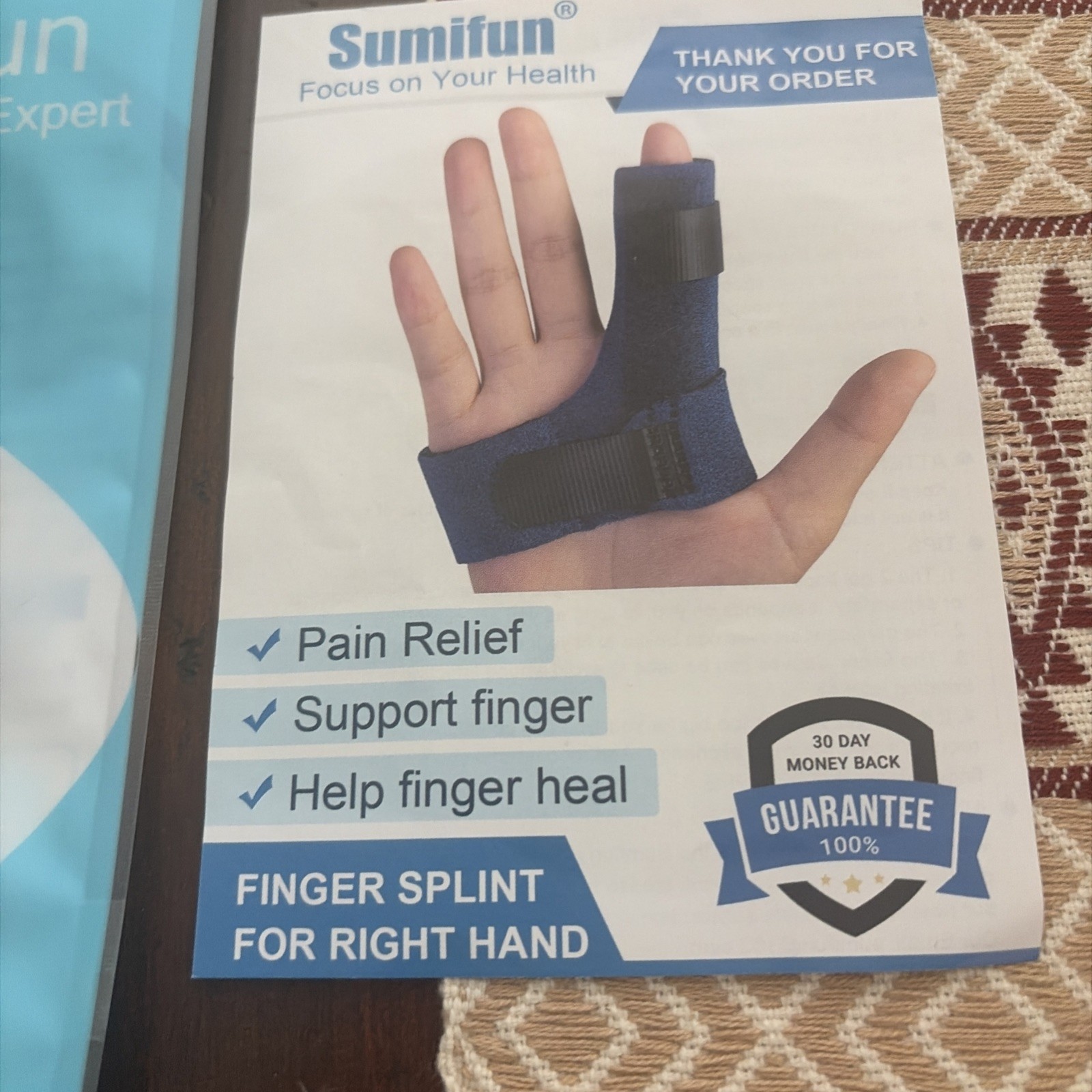 Sumifun Finger Brace, Trigger Splint for 1 Count (Pack of 1), Right