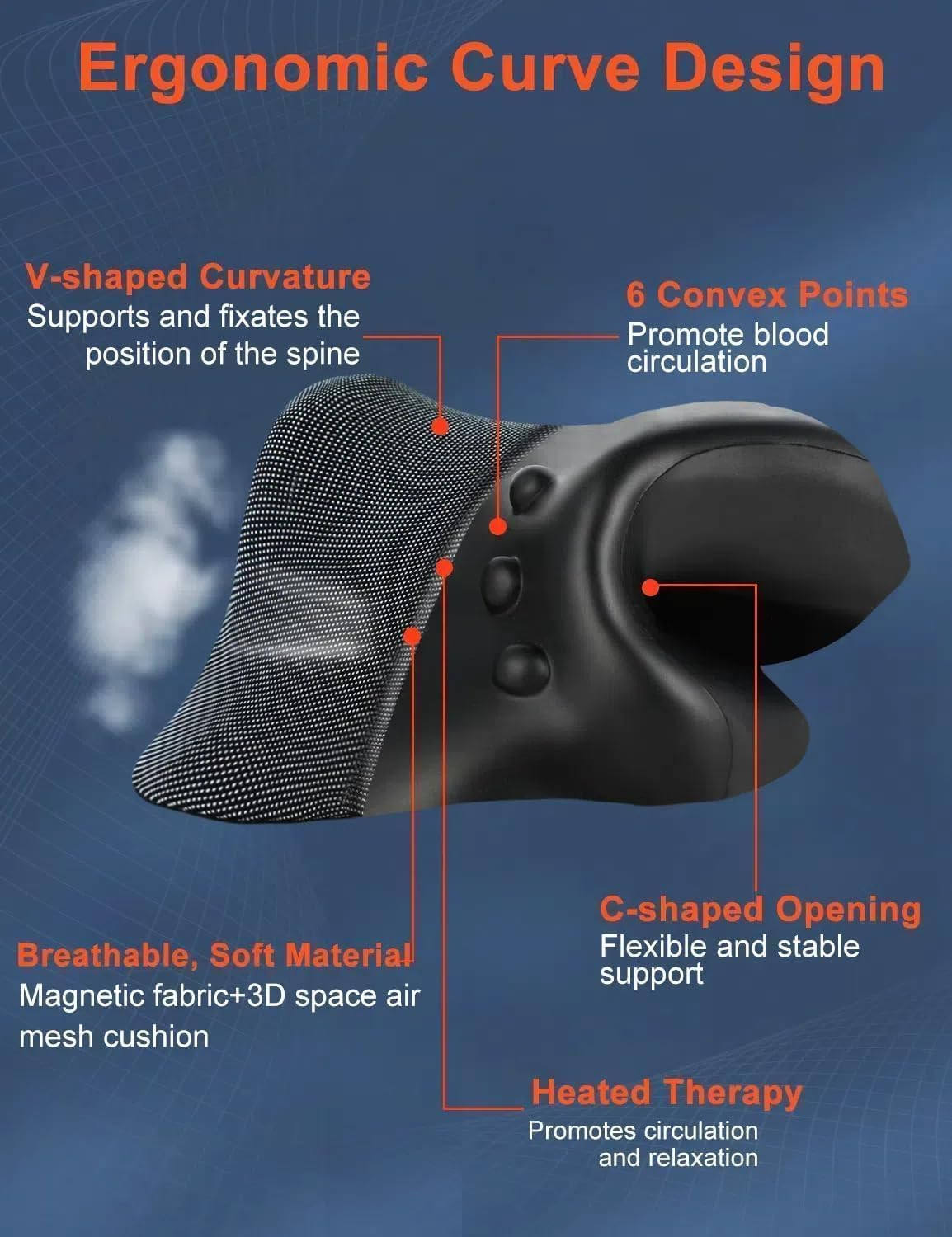 Wireless Heated Neck Stretcher for Pain Relief, Portable Cordless Neck Shoulder