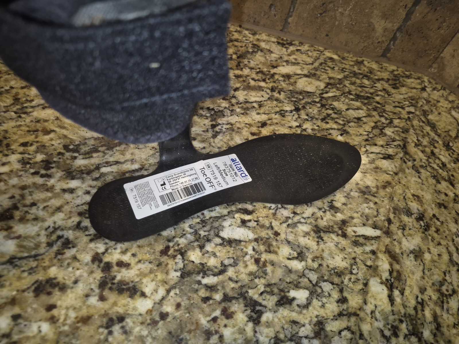 Allard Toe OFF Short Left/Medium Lightweight Carbon Ankle Brace 283751012