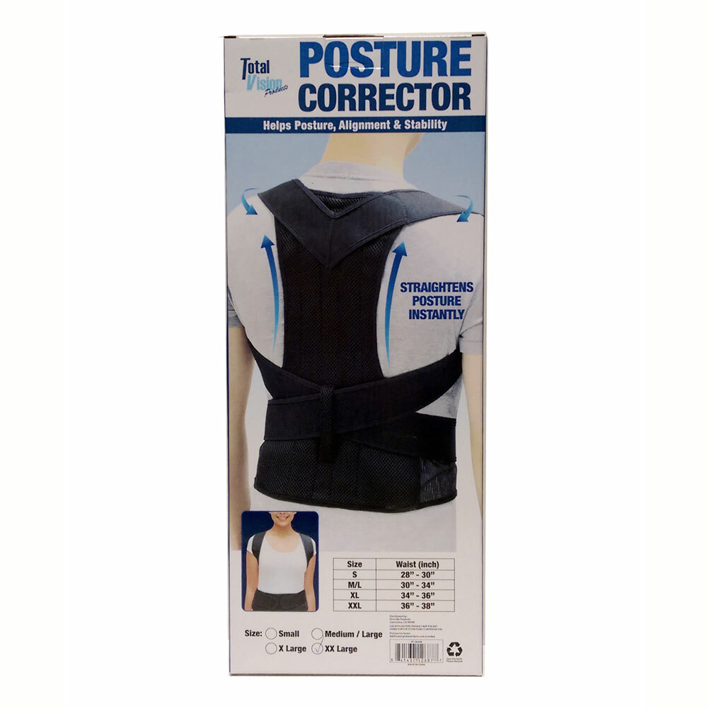 TOTAL VISION Back Brace Posture Corrector Shoulder Back Support Belt Unisex M/L
