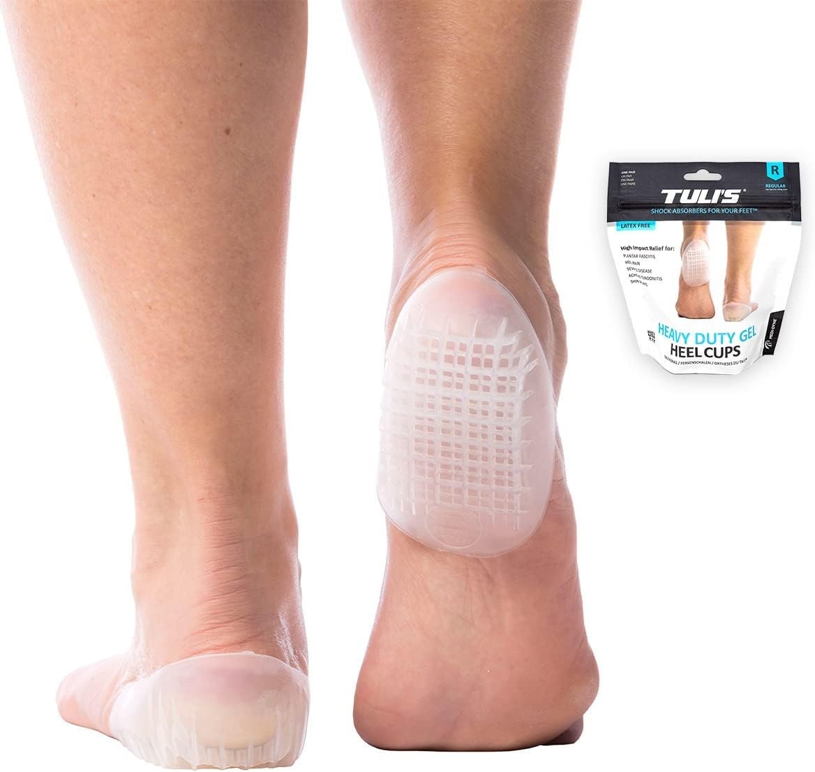 Heavy Duty Gel Heel Cups for Heel Pain, Plantar Fasciitis, 1 Pair, Clear