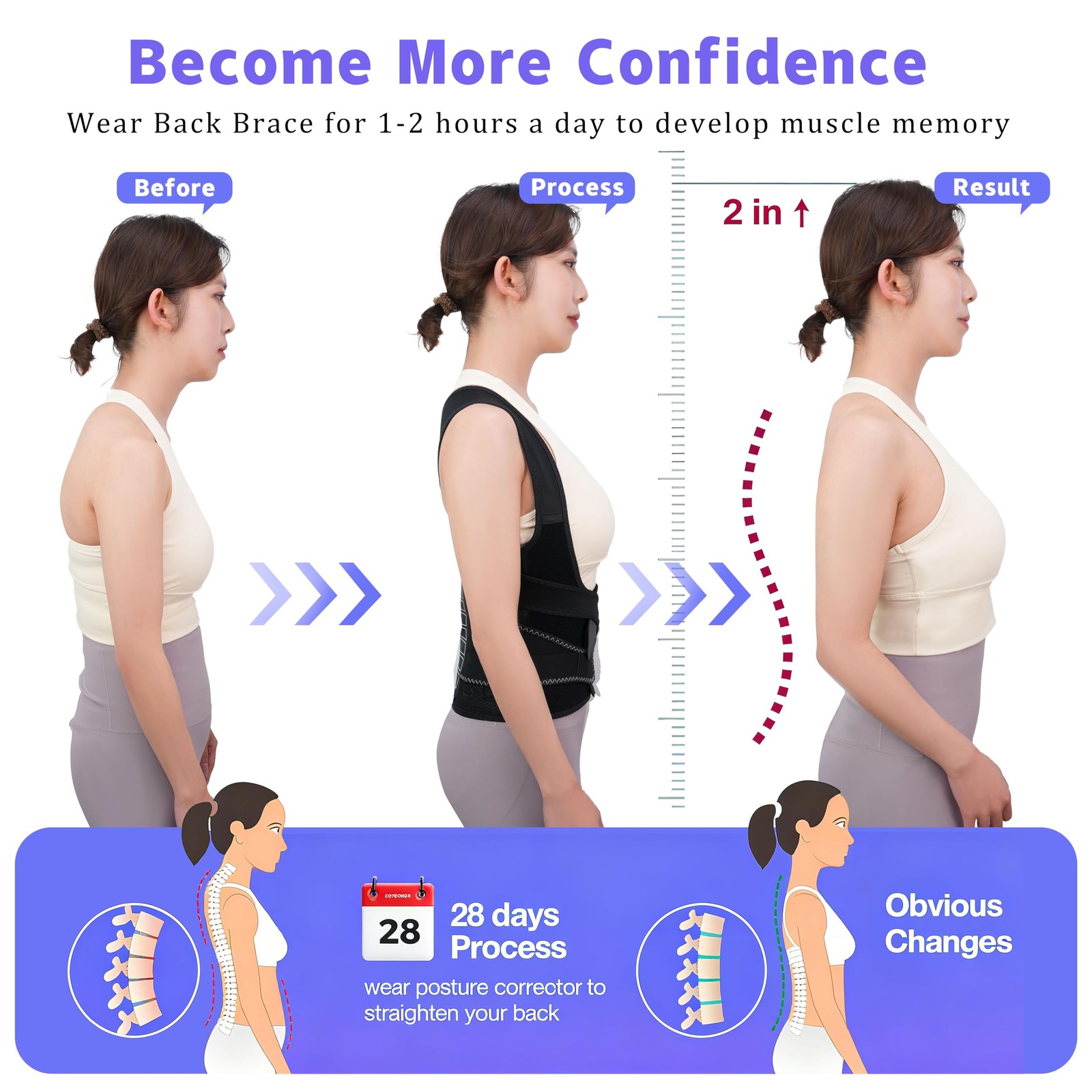 SFSSCDF Back Brace Posture Corrector for Women and Men Vertical M