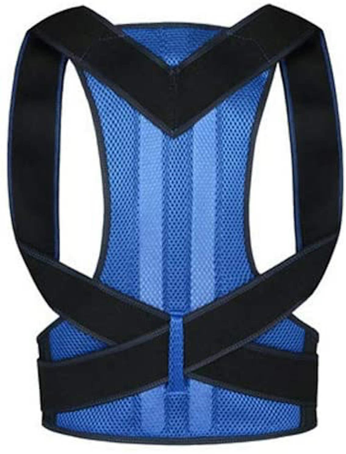 Blue Adjustable Back Brace Belt, Improve Posture & Neck Should Back Pain Relief