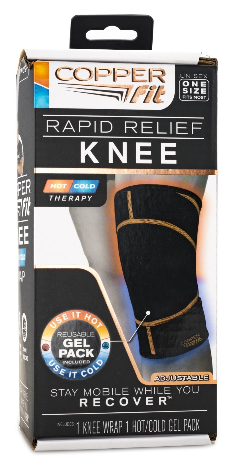 Copper Fit Rapid Relief Knee Hot/Cold Therapy 1 Knee Wrap New In Box