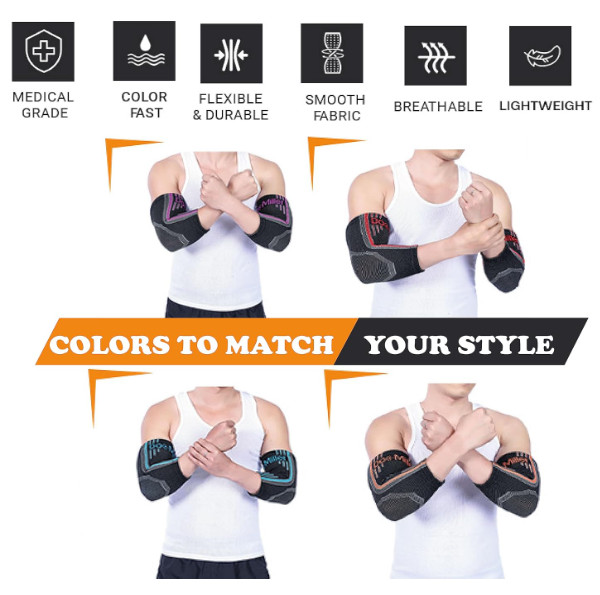 (1 Pair) Doc Miller – Compression Elbow Brace – XLARGE – Blue.