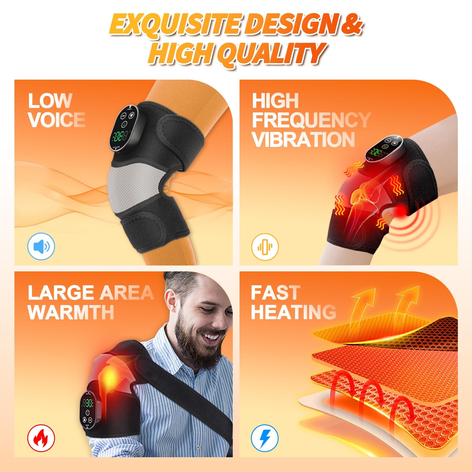 FSA or HSA Eligible Cordless Heated Knee Massager 3-in-1 Knee Massager with H…