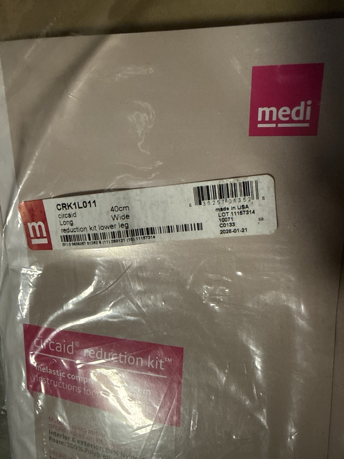 Circaid reduction kit, Long Leg, Lower leg, Wide width, 40cm, New & Sealed