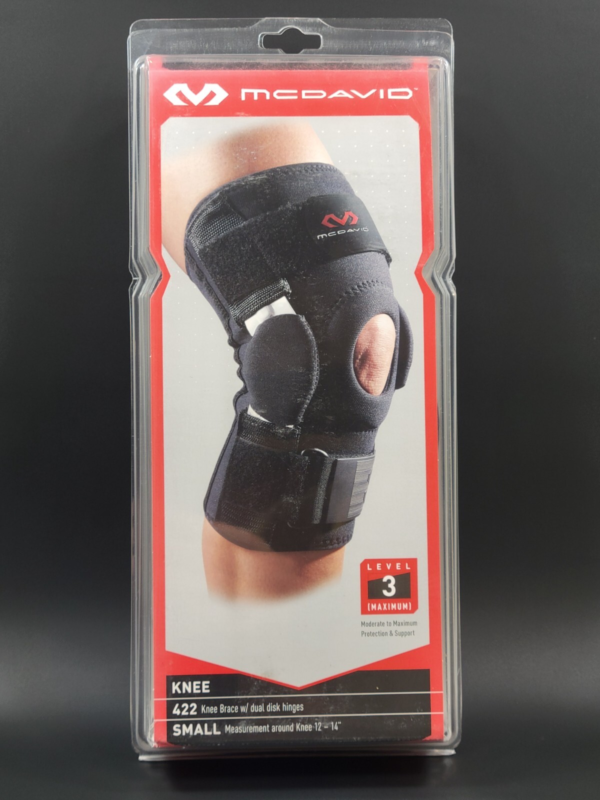 Mcdavid 422 Knee Brace w/ Dual Disk Hinges Size S SMALL 12″-14″ Level 3 Support
