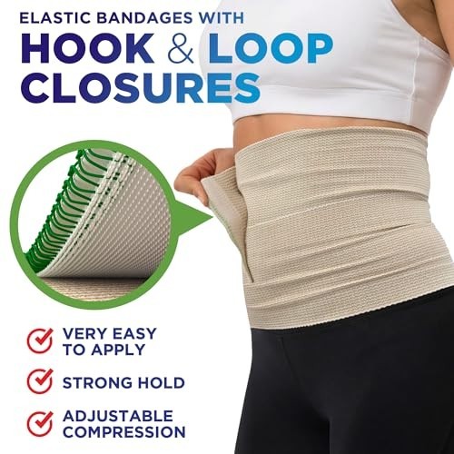 6” Elastic Bandage Wraps (10pk) – Strong Compression Self-Closing for Legs, Knee