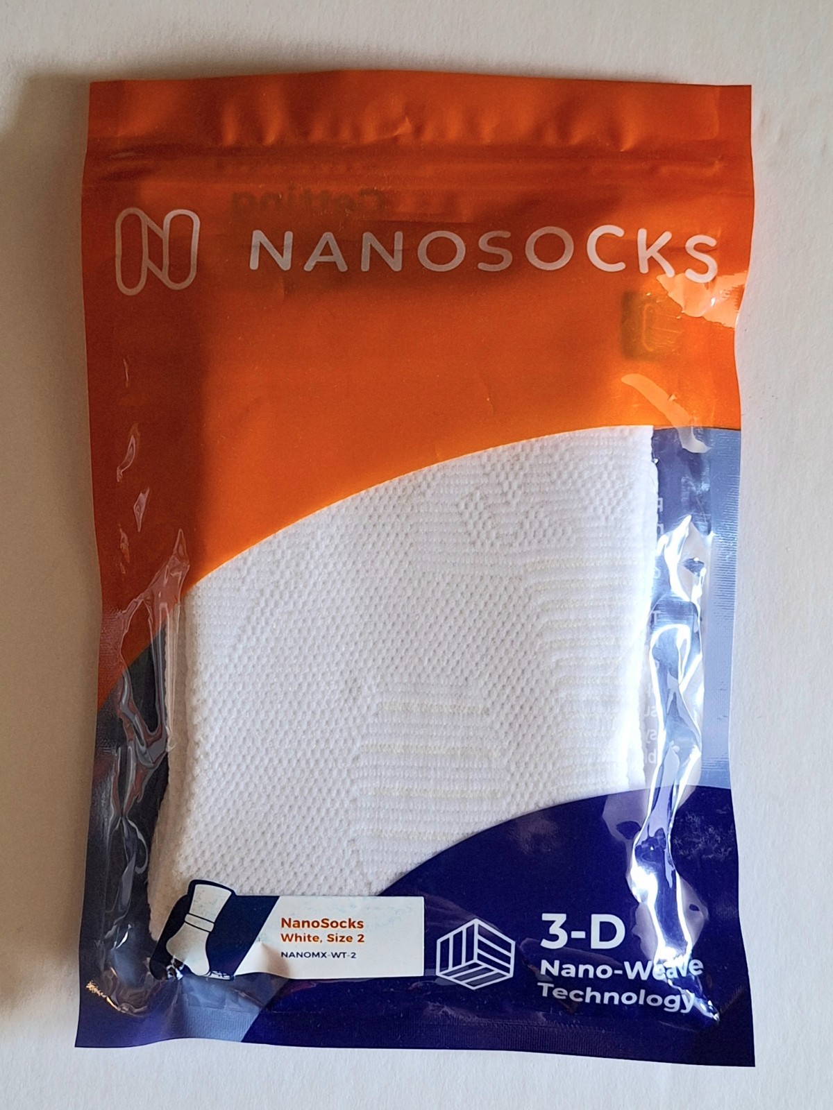 3 Pairs Nanosocks 3D Nano-Weave Technology Nanomx White Size 2 Medium