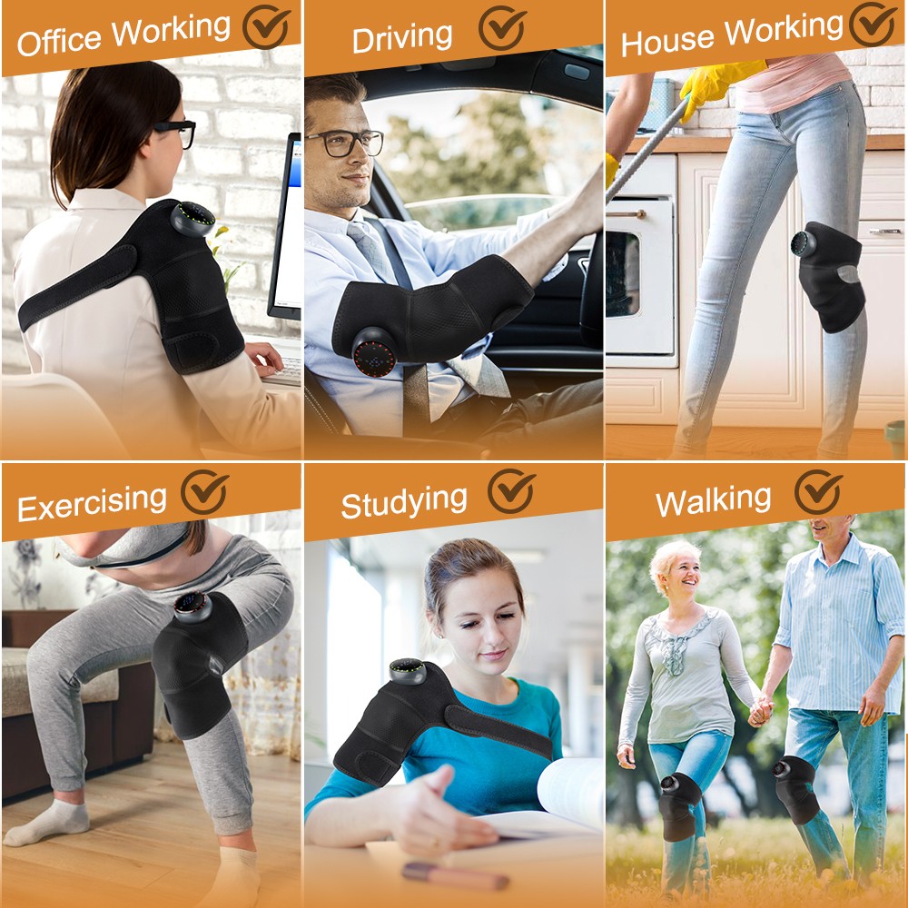 3 in 1 Cordless Heating Massage Knee Pad Shoulder Elbow Smart Vibration Massager