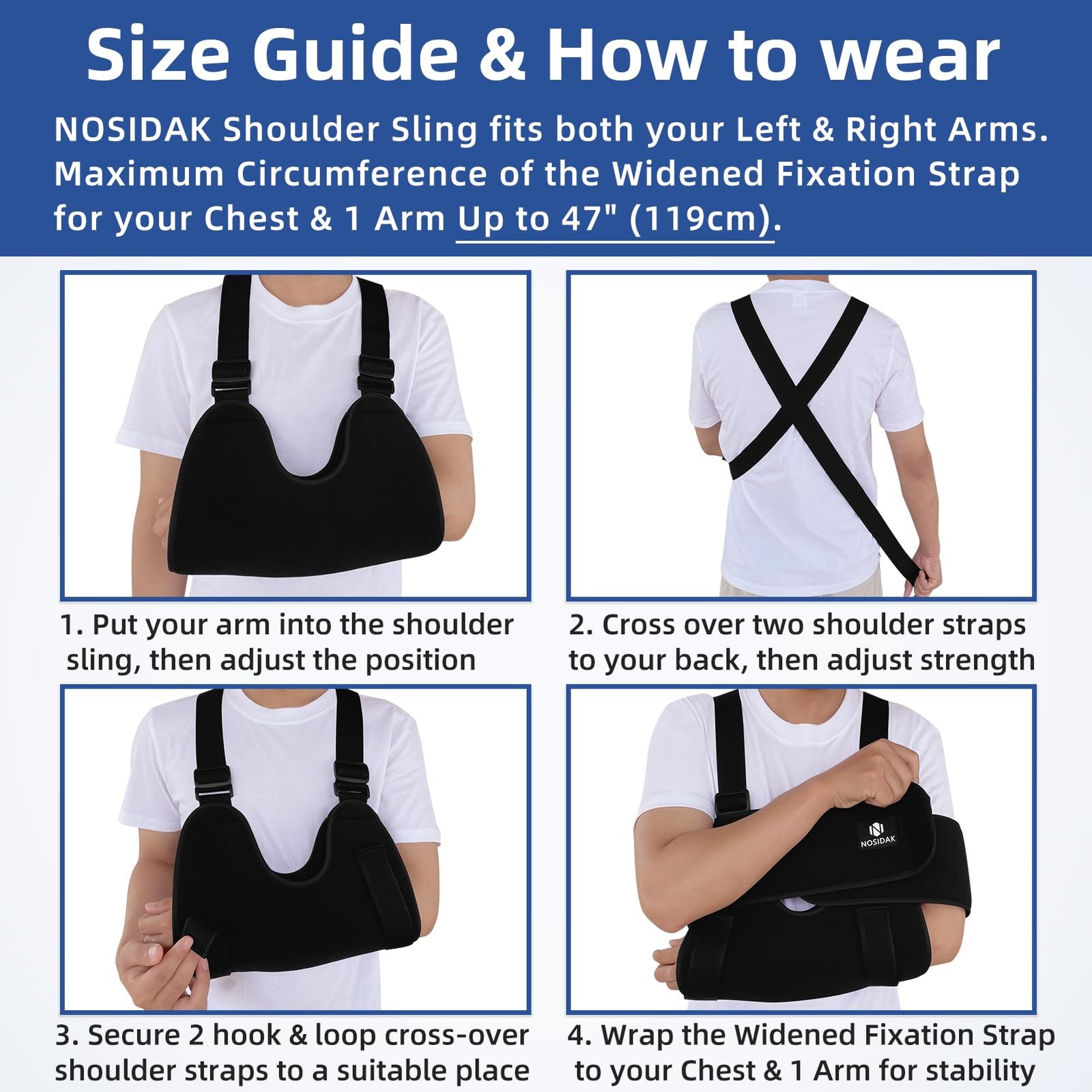 Arm Sling Shoulder Immobilizer for Sleeping, Adjustable Shoulder Sling for Sh
