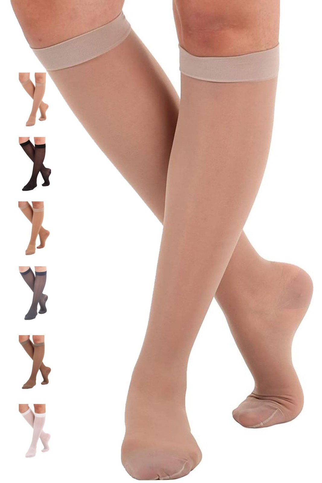 Women’s Compression Socks 15~20 mmHg Knee High Nude XX~Large