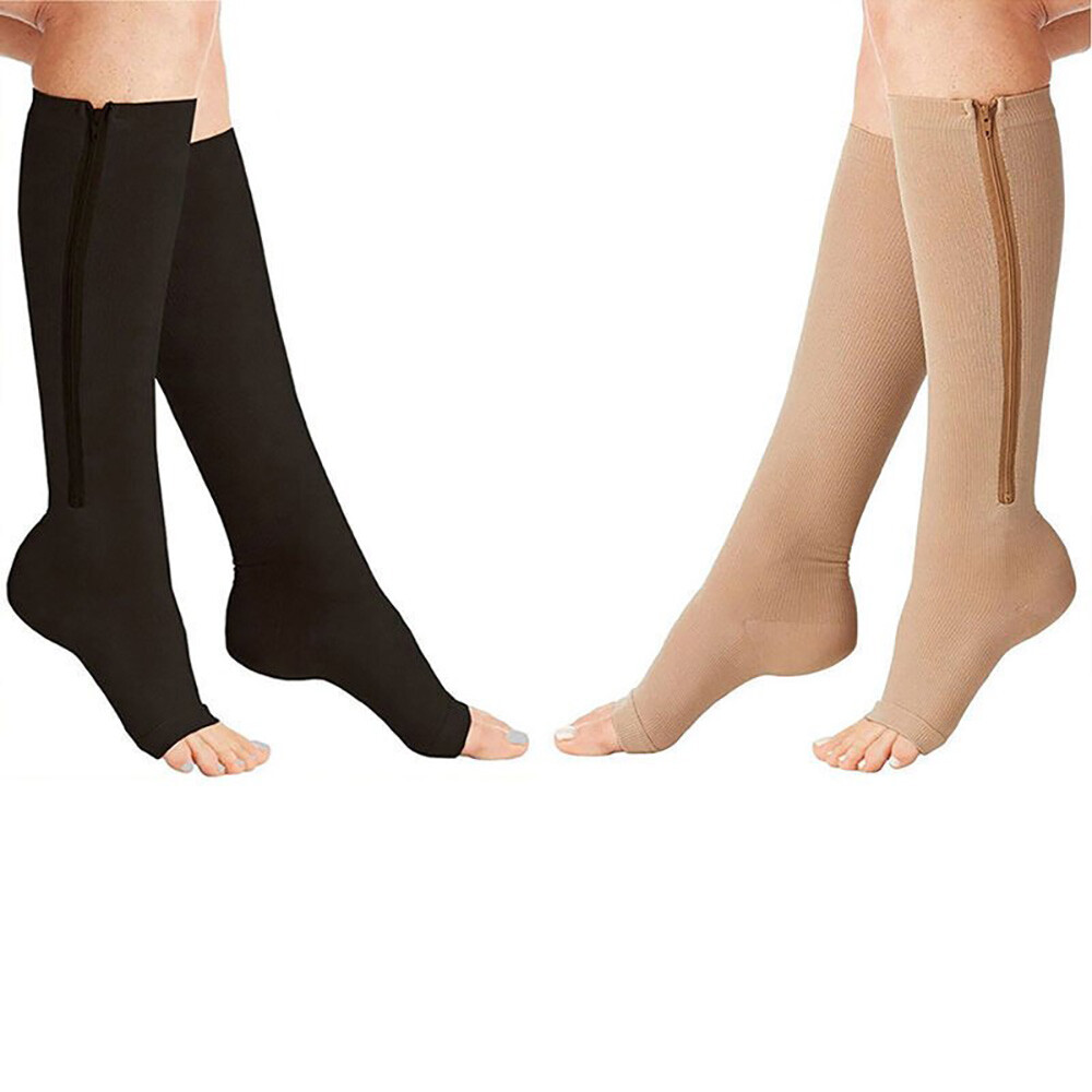 Compression Socks 20-30mmH Open Toe Knee High Leg Support Brace Stocking Sleeves
