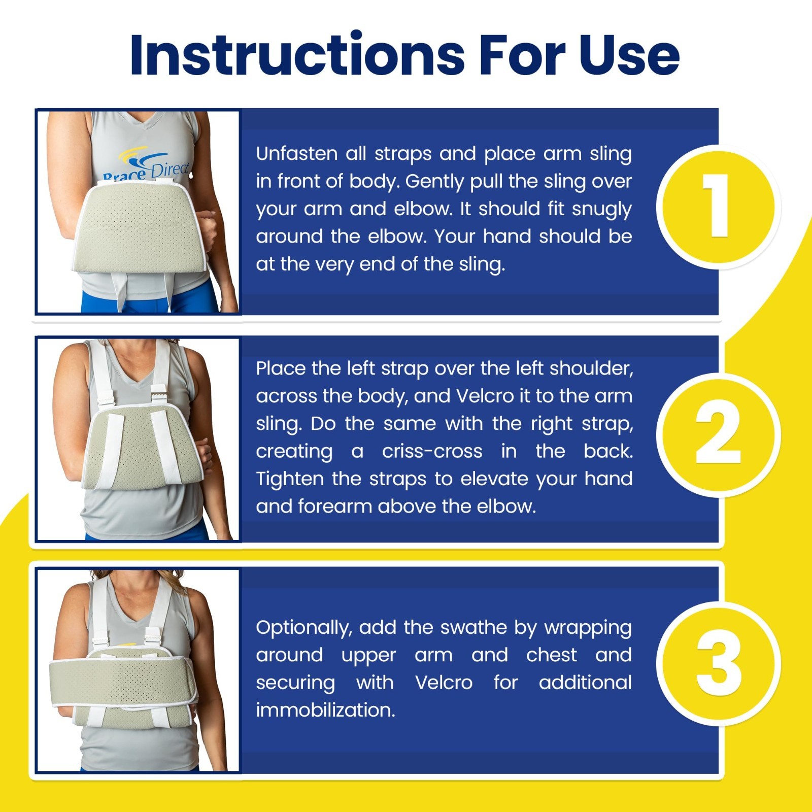 Adjustable Foam Arm Sling Shoulder Immobilizer for Rotator Cuff, Post Op Recover