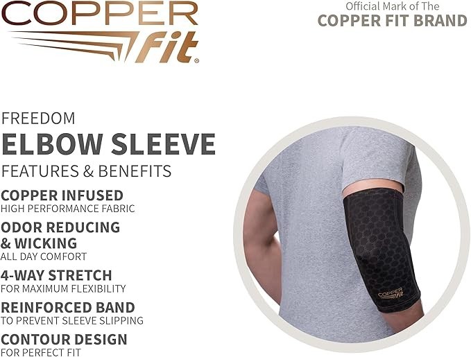 Copper Fit Freedom Copper Infused Compression Elbow Sleeve -Large