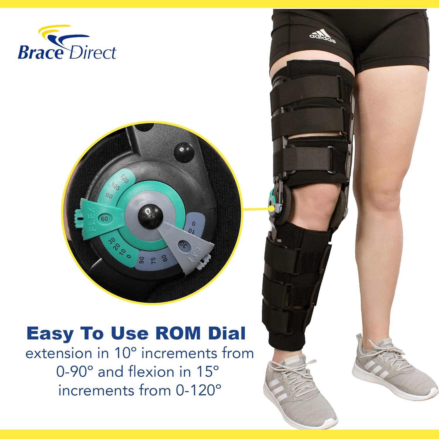 ROM Post-Op Knee Brace- Telescoping T Scope Range of Motion for Ligament Patella