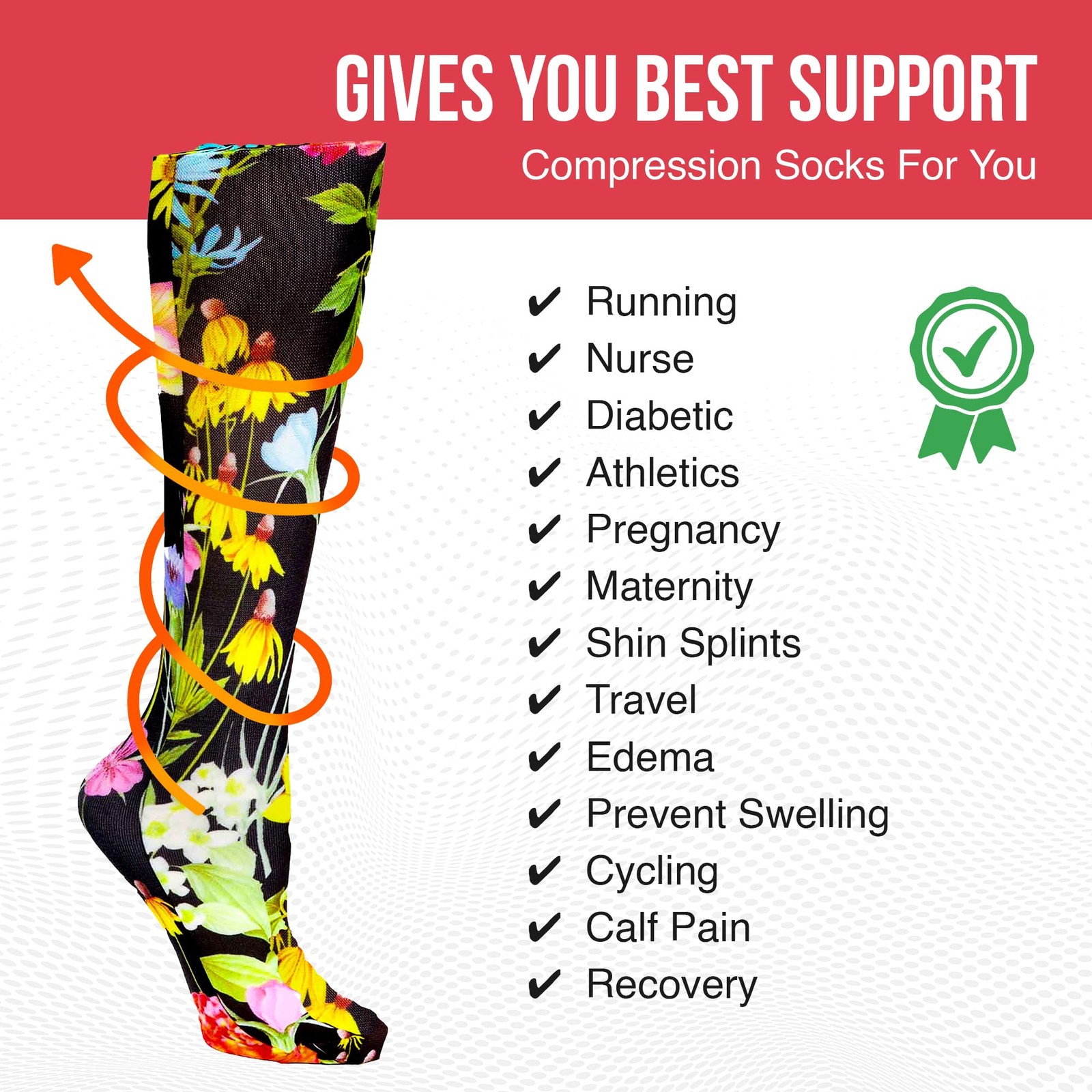 CMPS1951 Therapeutic Compression Socks 0.6 Ounce Leg Support Hose Garment