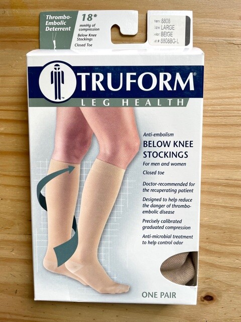TRUFORM Thrombo-Embolic Deterrent 18mmHg Compression Knee Stocking L Beige NEW
