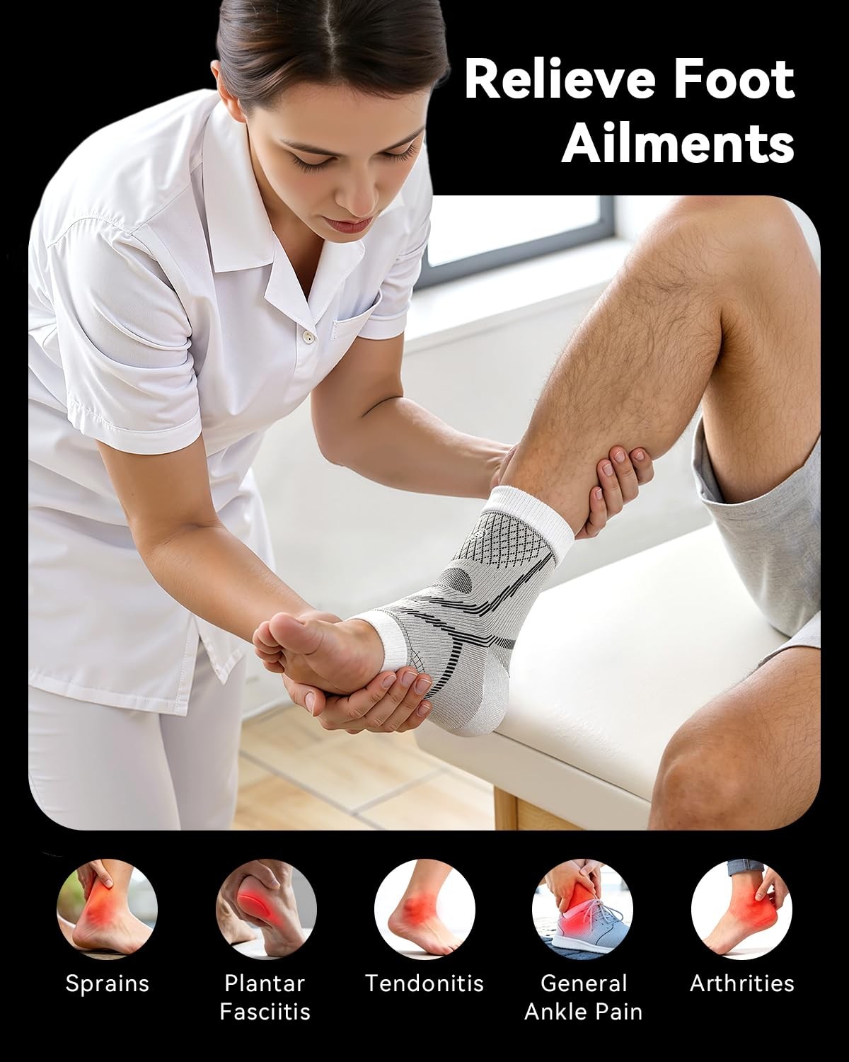 3 Pairs Ankle Brace for Women & Men,[Upgraded Ultra X-large, Grey,White,Black