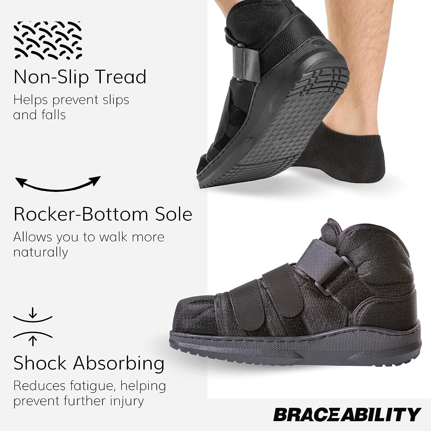 Medium Lightweight Closed Toe Medical Walking Shoe-Broken Toe Cast Boot/Fracture