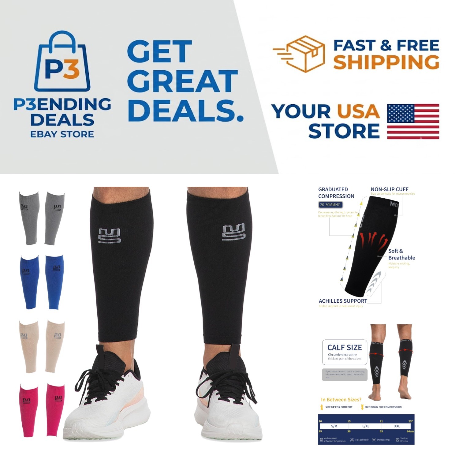 Moisture-Wicking Calf Sleeves – Versatile Support for Running, Pregnancy & Style