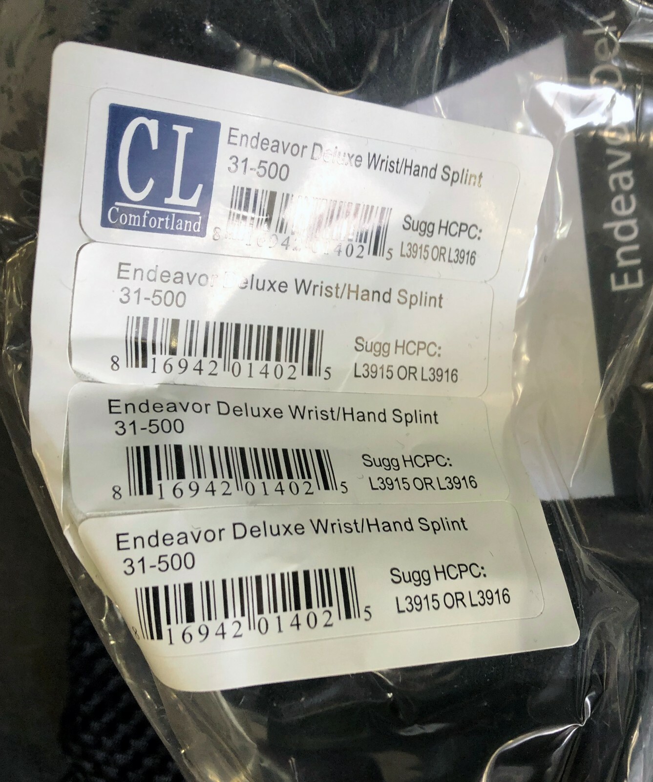 Comfortland Endeavor Deluxe Wrist Hand Splint // 31-500 // Mesh Bag Included