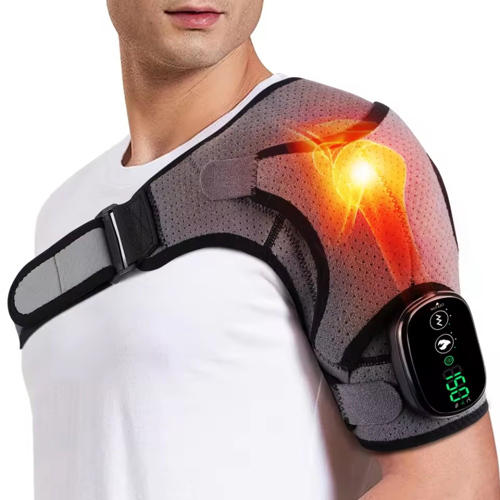 Heated Vibration Shoulder Massager Wrap Rotator Cuff Brace Pain Relief Electric