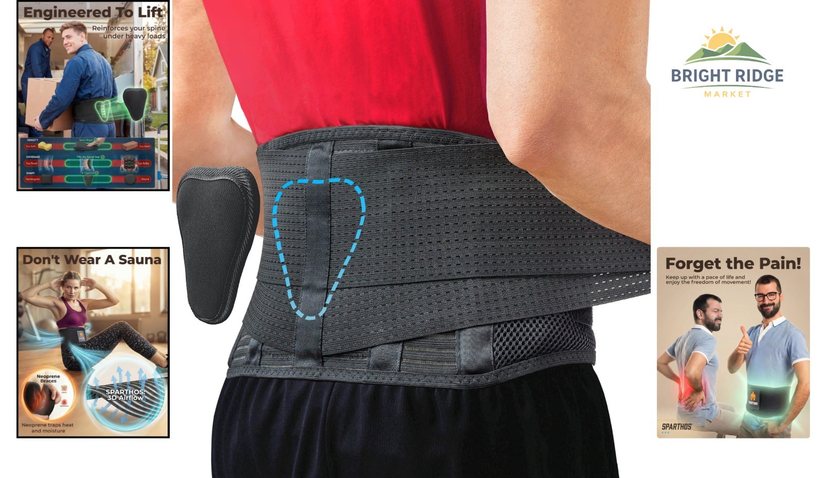 Lightweight Back Support Brace for Pain Relief, Ideal for Exercise and Fitness