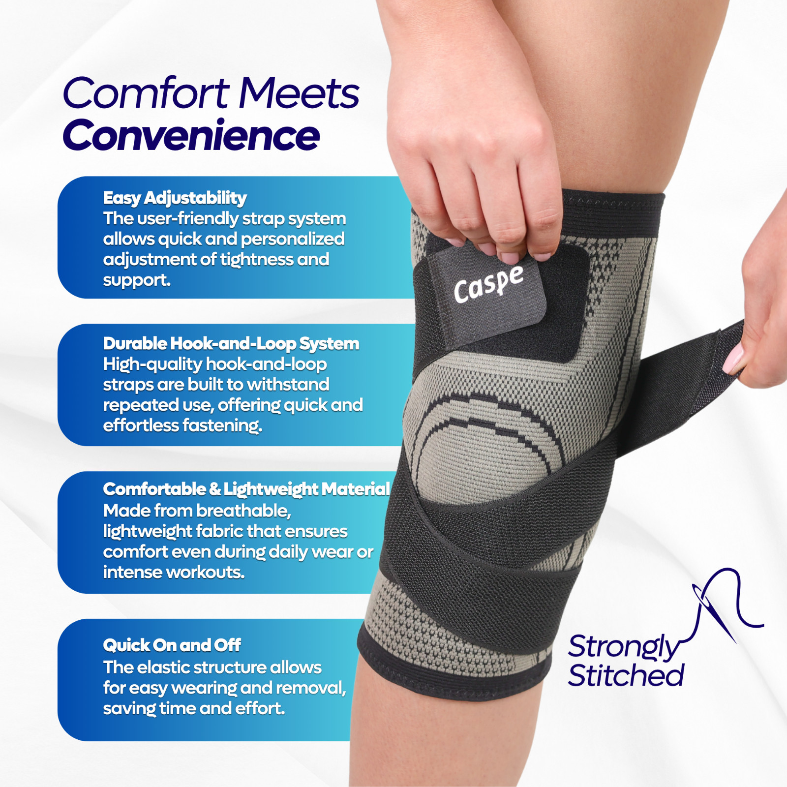 2× Knee Sleeve Compression Brace Support Sport Joint Pain Arthritis Relief Strap