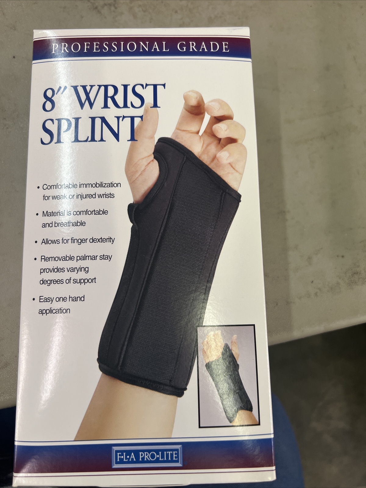 FLA PRO LITE XL New Extra Large Right 8″ Wrist Splint Black NIB