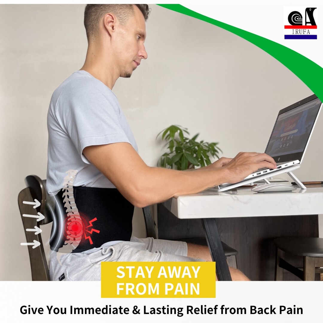 IRUFA 3D Breathable Medical Compression Spacer Fabric Back Brace with 4 Stays