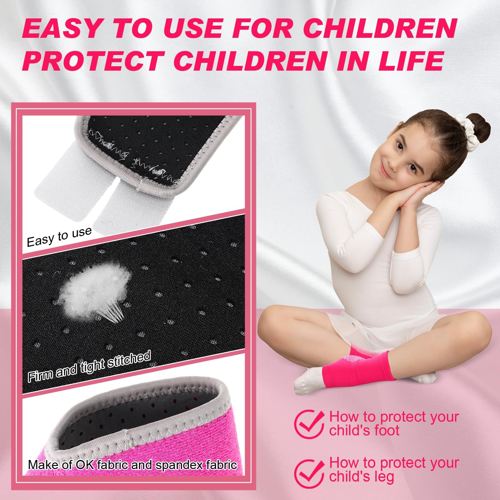 2 Pairs Kids Ankle Brace Foot Support Stabilizer Wraps Protector Pink Large