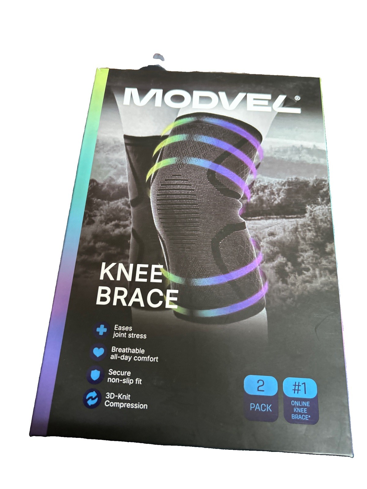 Modvel Unisex Compression Knee Brace Black, Size X-Large 2 Pack