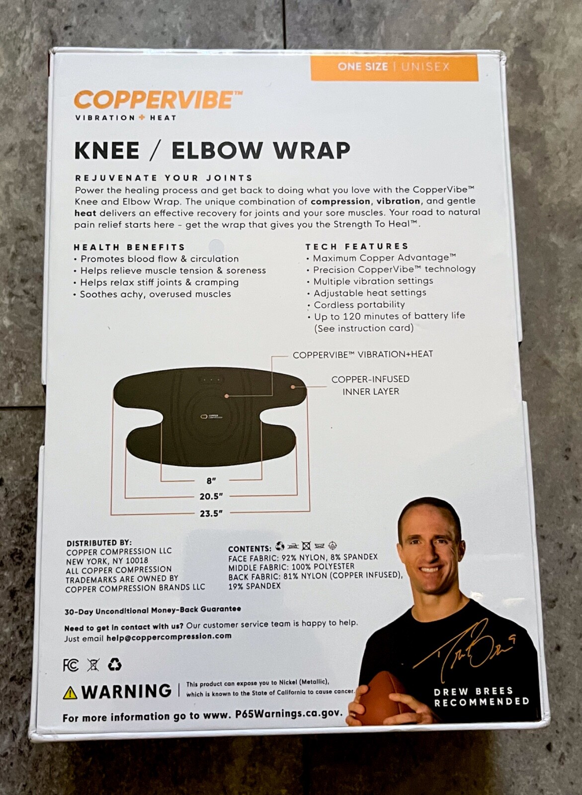 Copper Compression CopperVibe Knee/Elbow Wrap | Vibration + Heat | Unisex